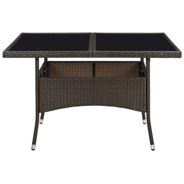 Berkfield Home Outdoor Dining Table Brown Poly Rattan & Glass - image 1
