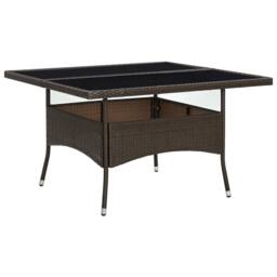 Berkfield Home Outdoor Dining Table Brown Poly Rattan & Glass - thumbnail 2