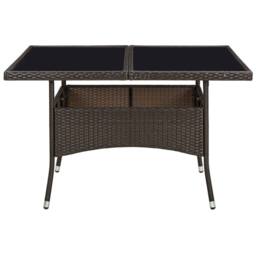 Berkfield Home Outdoor Dining Table Brown Poly Rattan & Glass - thumbnail 1