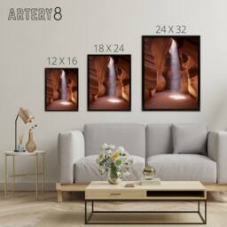 "Artery8 Light Shaft Arizona Slot Canyon Highsmith Framed Canvas Wall Art Print in Orange - Size: W12"" x H16""" - thumbnail 4