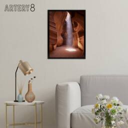 "Artery8 Light Shaft Arizona Slot Canyon Highsmith Framed Canvas Wall Art Print in Orange - Size: W12"" x H16""" - thumbnail 3