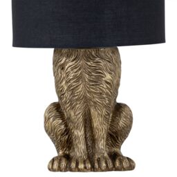 First Choice Lighting Babs - Antique Gold Hare Table Lamp With Black Fabric Shade - thumbnail 3