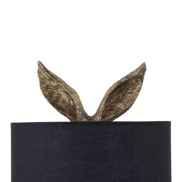 First Choice Lighting Babs - Antique Gold Hare Table Lamp With Black Fabric Shade - thumbnail 2