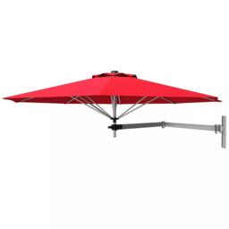 Costway Wall Mounted Umbrella Water proof Cantilever Parasols Tilting Sunshade Umbrella with Adjustable Pole in Red - thumbnail 5