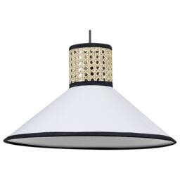 Wyld and Coco Natural Rattan Pendant Lamp with White Fabric Shade - thumbnail 2