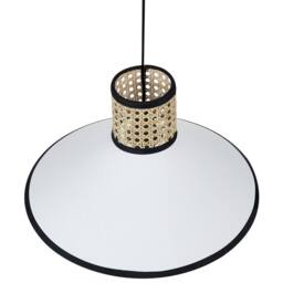 Wyld and Coco Natural Rattan Pendant Lamp with White Fabric Shade - thumbnail 4