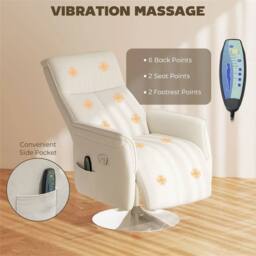 Nordara Massage Reclining Chair with Adjustable Backrest Folding Lounger in White - Size: 100 cm x 15 cm - thumbnail 4