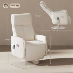 Nordara Massage Reclining Chair with Adjustable Backrest Folding Lounger in White - Size: 100 cm x 15 cm - thumbnail 2