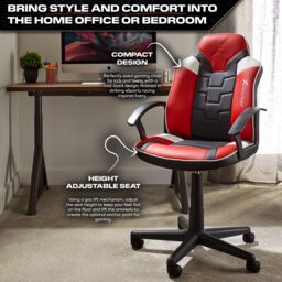 X Rocker Saturn Ergonomic Mid Back PC Gaming Chair with Swivel Base in Red - thumbnail 3