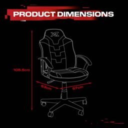 X Rocker Saturn Ergonomic Mid Back PC Gaming Chair with Swivel Base in Red - thumbnail 8