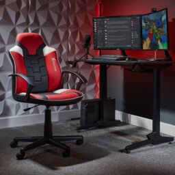 X Rocker Saturn Ergonomic Mid Back PC Gaming Chair with Swivel Base in Red - thumbnail 1