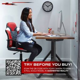 X Rocker Saturn Ergonomic Mid Back PC Gaming Chair with Swivel Base in Red - thumbnail 7