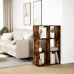 Berkfield Home Room Divider Bookcase Smoked Oak 69.5x29x103.5 cm Engineered Wood in Brown - thumbnail 4