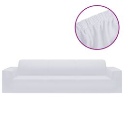 Berkfield Home 4-Seater Stretch Couch Slipcover White Polyester Jersey - thumbnail 2