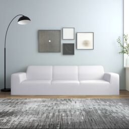 Berkfield Home 4-Seater Stretch Couch Slipcover White Polyester Jersey