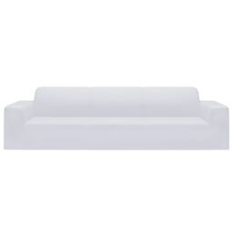 Berkfield Home 4-Seater Stretch Couch Slipcover White Polyester Jersey - thumbnail 3