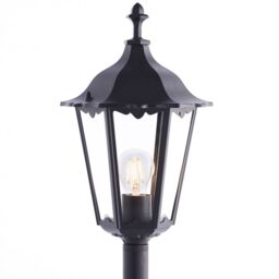 Loops 2 PACK Outdoor Post Lantern Bollard Light Matt Black & Glass 2180mm Tall Lamp - thumbnail 4