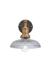 Industville Brooklyn Glass Dome Wall Light, 8 Inch, Brass Holder in Bronze - thumbnail 1