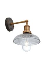 Industville Brooklyn Glass Dome Wall Light, 8 Inch, Brass Holder in Bronze - thumbnail 3