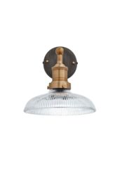 Industville Brooklyn Glass Dome Wall Light, 8 Inch, Brass Holder in Bronze - thumbnail 2