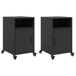 Berkfield Home Bedside Cabinets 2 pcs Black 36x39x59 cm Steel - Size: 36 x 39 x 59 cm - thumbnail 2