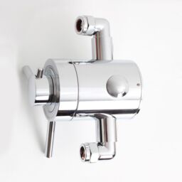 Nes Home Emso Round Exposed Thermostatic Shower Valve With Bottom Outlet Chrome in Silver - thumbnail 2