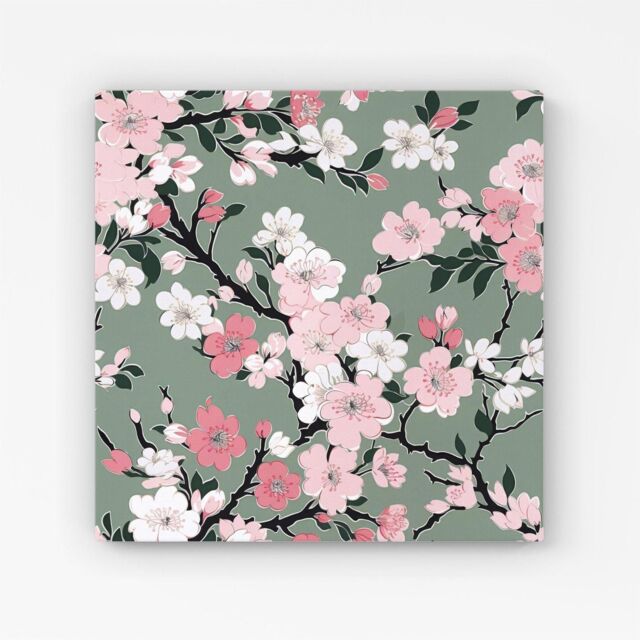 Warren Reed - Designer Pink Floral Abstract Pattern Canvas - Size: w40 inch x h40 inch - image 1