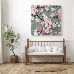 Warren Reed - Designer Pink Floral Abstract Pattern Canvas - Size: w40 inch x h40 inch - thumbnail 3