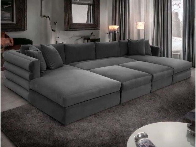 HOB Furniture Dior Pannelled Cinema Sofa - 16ftx6ft in Dark Grey - image 1