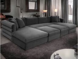 HOB Furniture Dior Pannelled Cinema Sofa - 16ftx6ft in Dark Grey - thumbnail 1