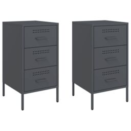 Berkfield Home Bedside Cabinets 2 pcs Anthracite 36x39x68 cm Steel in Black - Size: 36 x 39 x 68 cm - thumbnail 2