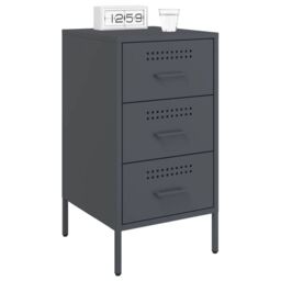 Berkfield Home Bedside Cabinets 2 pcs Anthracite 36x39x68 cm Steel in Black - Size: 36 x 39 x 68 cm - thumbnail 3