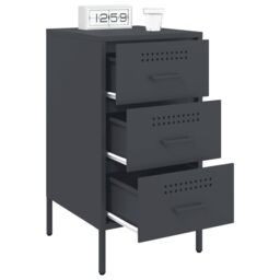 Berkfield Home Bedside Cabinets 2 pcs Anthracite 36x39x68 cm Steel in Black - Size: 36 x 39 x 68 cm - thumbnail 4
