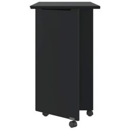 Berkfield Home Rolling Cabinet with Desk MOSS Black Solid Wood Pine - thumbnail 4