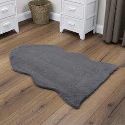 JVL Faux Fur Pelt Rug 60 x 90 cm - Soft Decorative Area Rug, Dark Grey - thumbnail 3