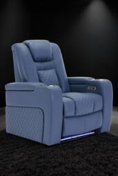 More4Homes Broadway Cinema Electric Recliner Chair USB Charging LED Base in Blue