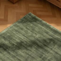 THE RUGS Vikosa Jane Viscose Soft Plain Rug Living Room in Green - Size: 150 cm diameter - thumbnail 3