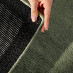 THE RUGS Vikosa Jane Viscose Soft Plain Rug Living Room in Green - Size: 150 cm diameter - thumbnail 2