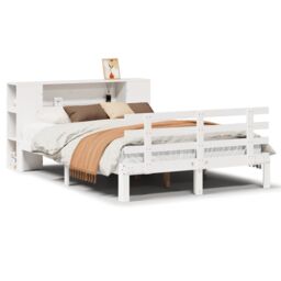 Berkfield Home Bookcase Bed without Mattress White 160x200cm Solid Wood Pine - Size: 160x200 cm - thumbnail 2