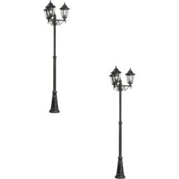 Loops 2 PACK IP44 Outdoor Bollard Light Black & Silver Patina Aluminium 3x 60W E27