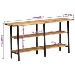 Berkfield Home Console Table 140x35x70 cm Solid Wood Mango in Brown - Size: 140 x 35 x 70 cm - thumbnail 9
