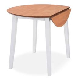 Berkfield Home Drop-leaf Dining Table Round MDF White - thumbnail 3
