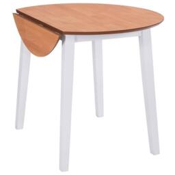 Berkfield Home Drop-leaf Dining Table Round MDF White - thumbnail 4