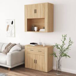 Berkfield Home Highboard Sonoma Oak Engineered Wood in Light Tan - thumbnail 4