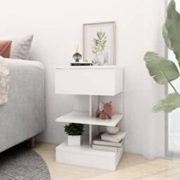 Berkfield Home Bedside Cabinet White 40x35x65 cm Engineered Wood - Size: 40 x 35 x 65 cm - thumbnail 3