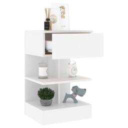 Berkfield Home Bedside Cabinet White 40x35x65 cm Engineered Wood - Size: 40 x 35 x 65 cm - thumbnail 4