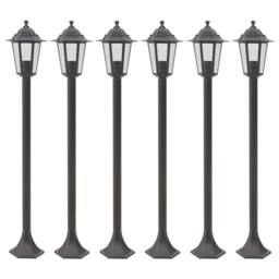 Berkfield Home Garden Post Lights 6 pcs E27 110 cm Aluminium Bronze in Brown - thumbnail 2