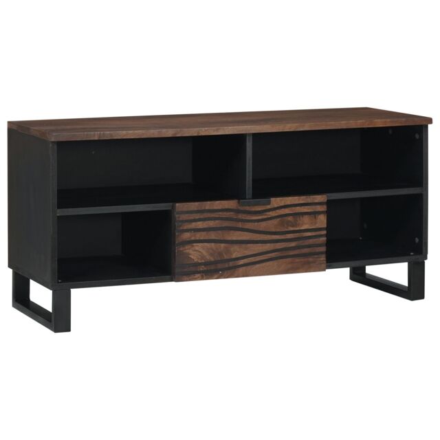 Berkfield Home TV Cabinet - 100 x 33.5 x 46 cm, made from solid mango wood in Brown - Size: 100 x 33.5 x 46 cm