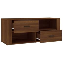 Berkfield Home TV Cabinet Brown Oak 100x35x40 cm Engineered Wood - Size: 100 x 35 x 40 cm - thumbnail 7