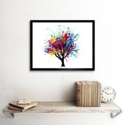 "Artery8 Painting Abstract Colourful Tree Splash 12x16"" Framed Wall Art - Size: W12"" x H16""" - thumbnail 2